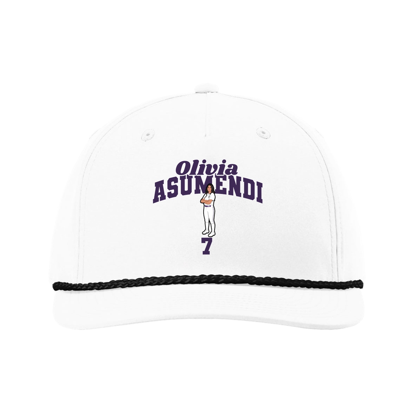 Five-Panel Classic Rope Cap — Signature Arch in White