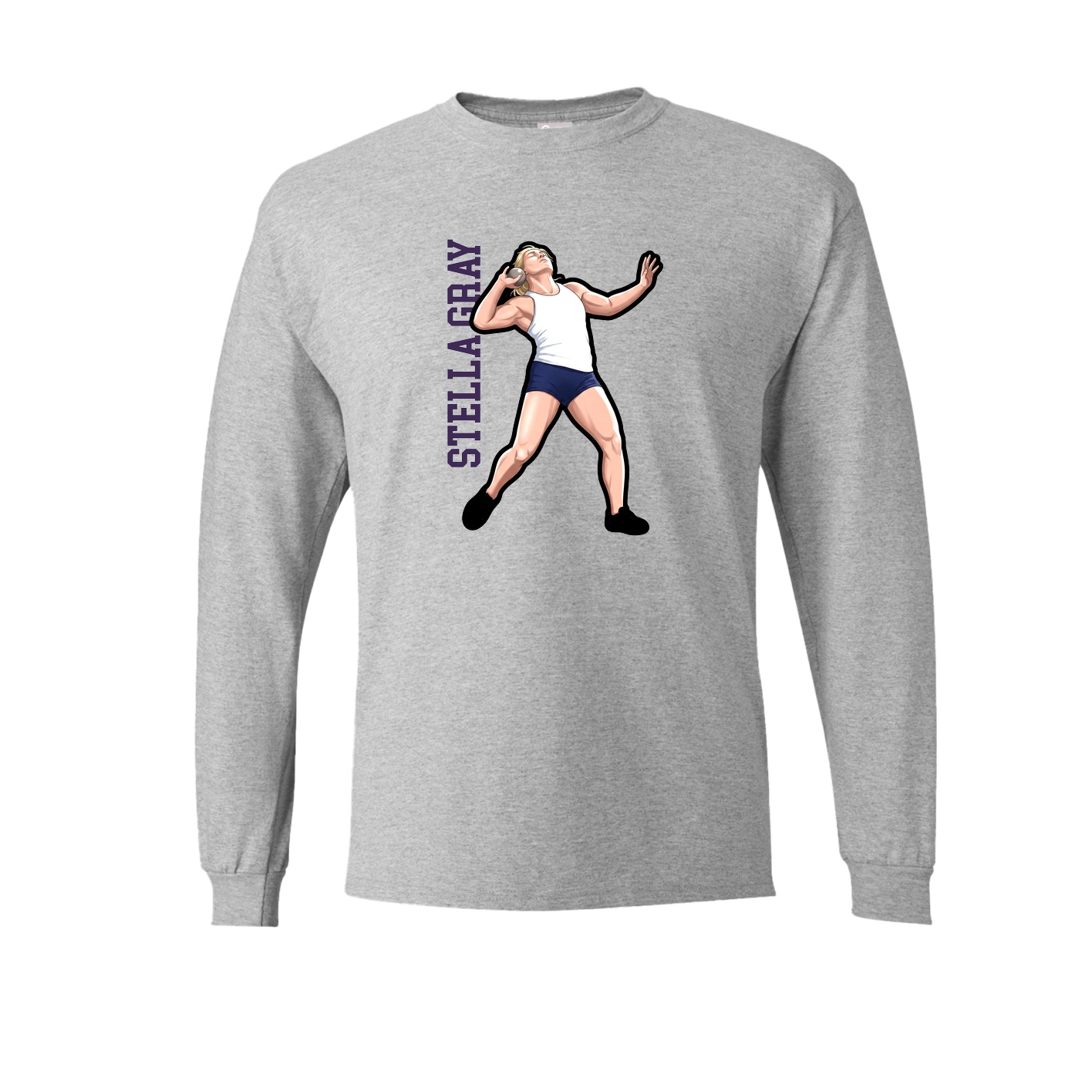 Long Sleeve Tee — Name Vertical in Grey