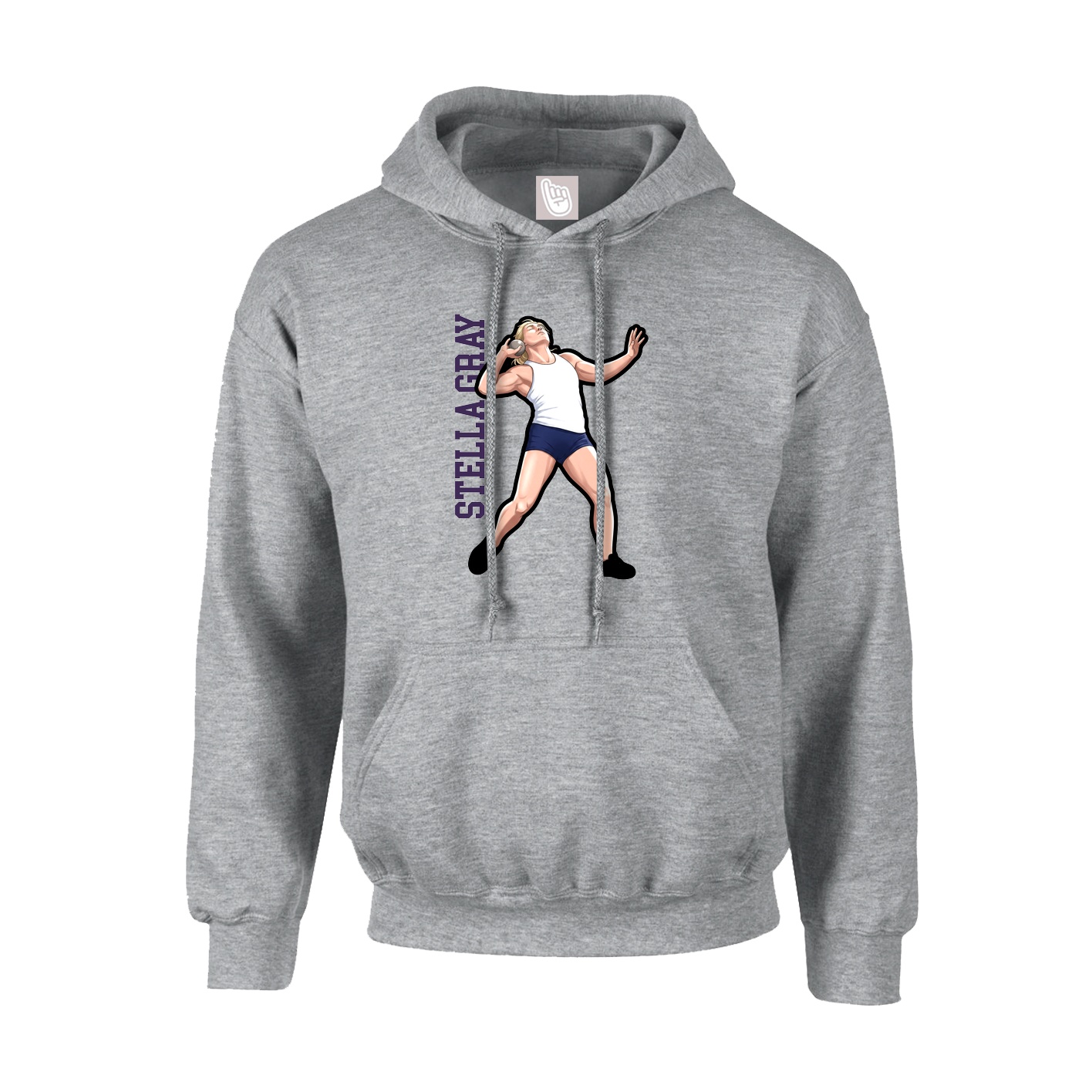 Youth Hoodie — Name Vertical in Grey