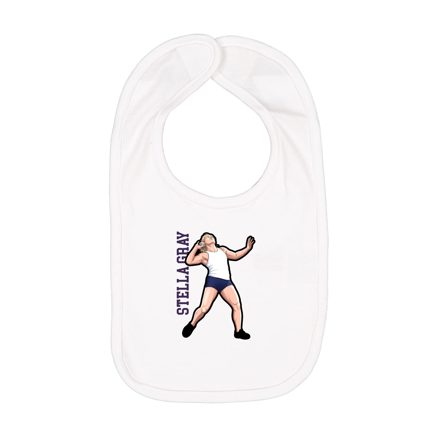 Infant Bib — Name Vertical in White