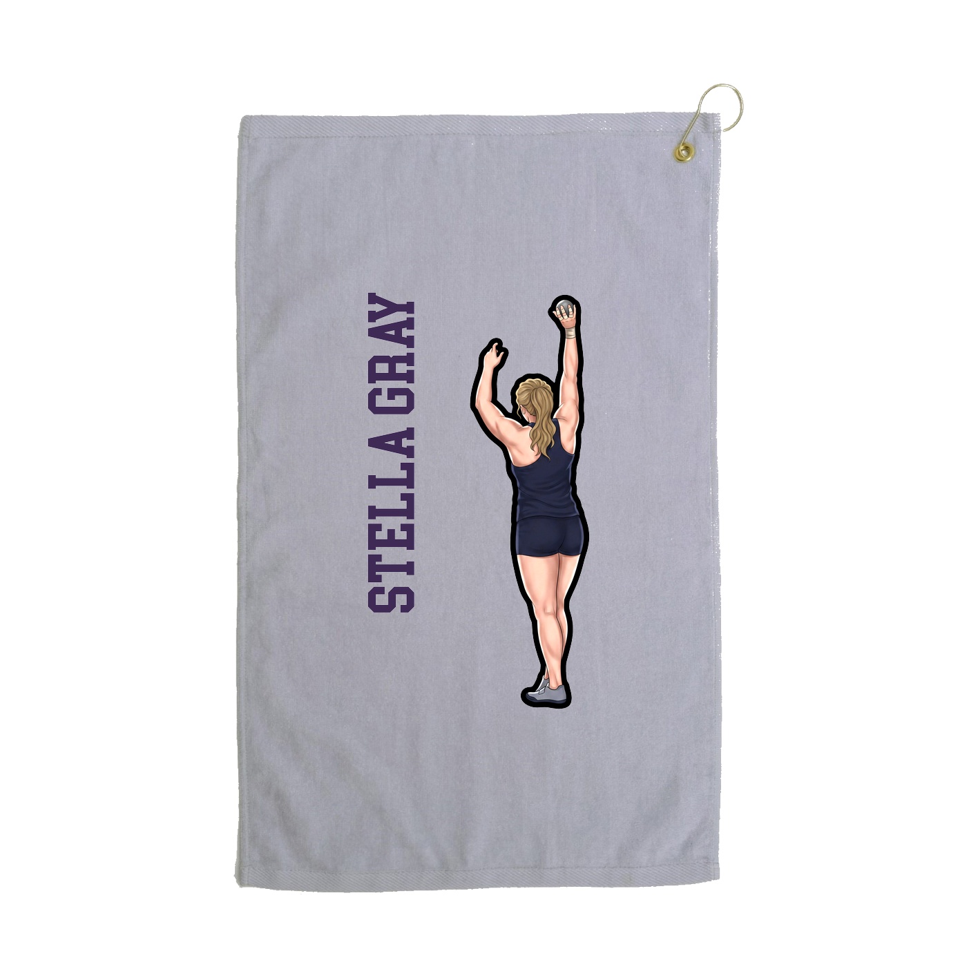 Golf Towel — Name Vertical in Grey