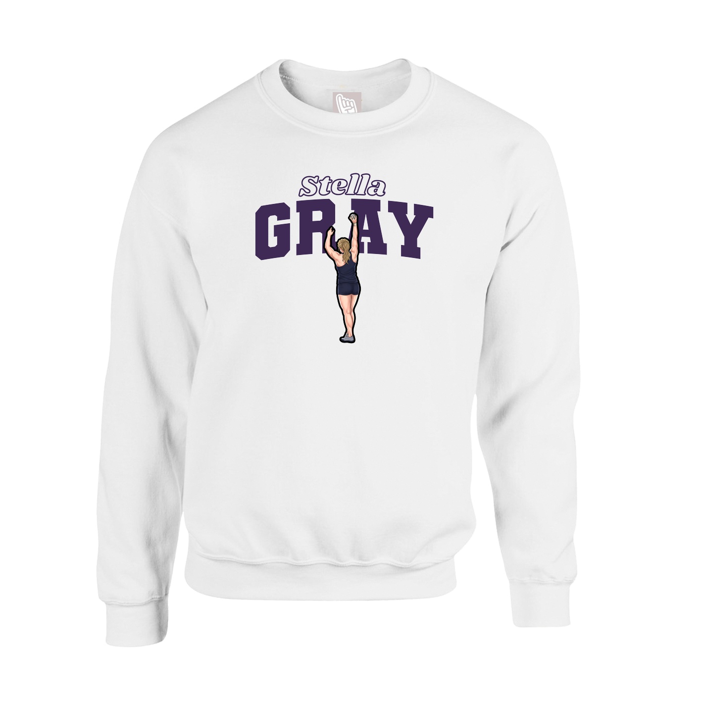 Fleece Crew — Name Arch in White
