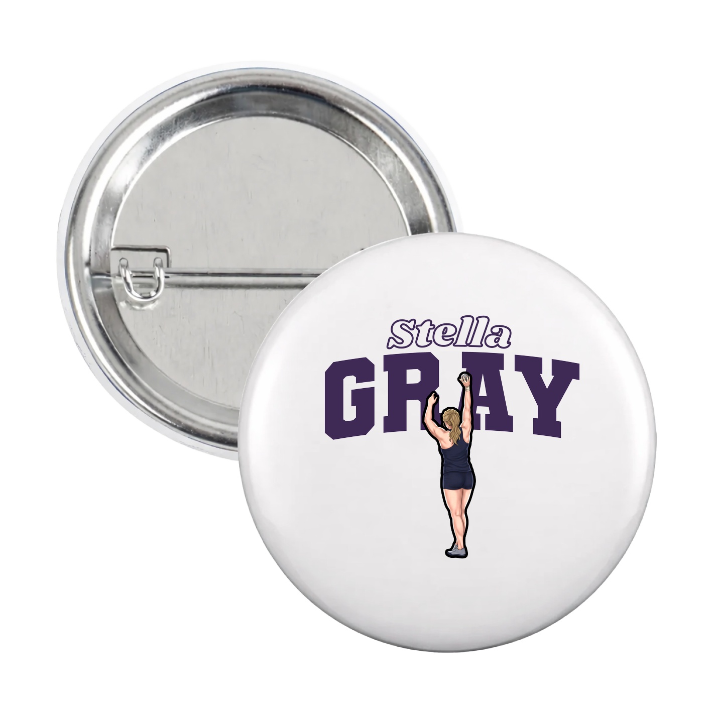 Game Day Button — Name Arch in White