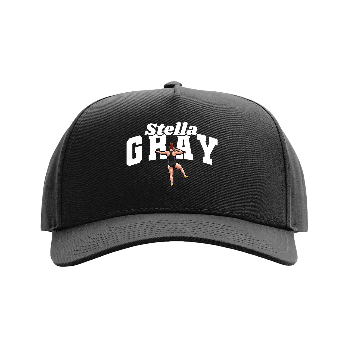 Full Fabric Five-Panel Champ Cap — Signature Arch in Black