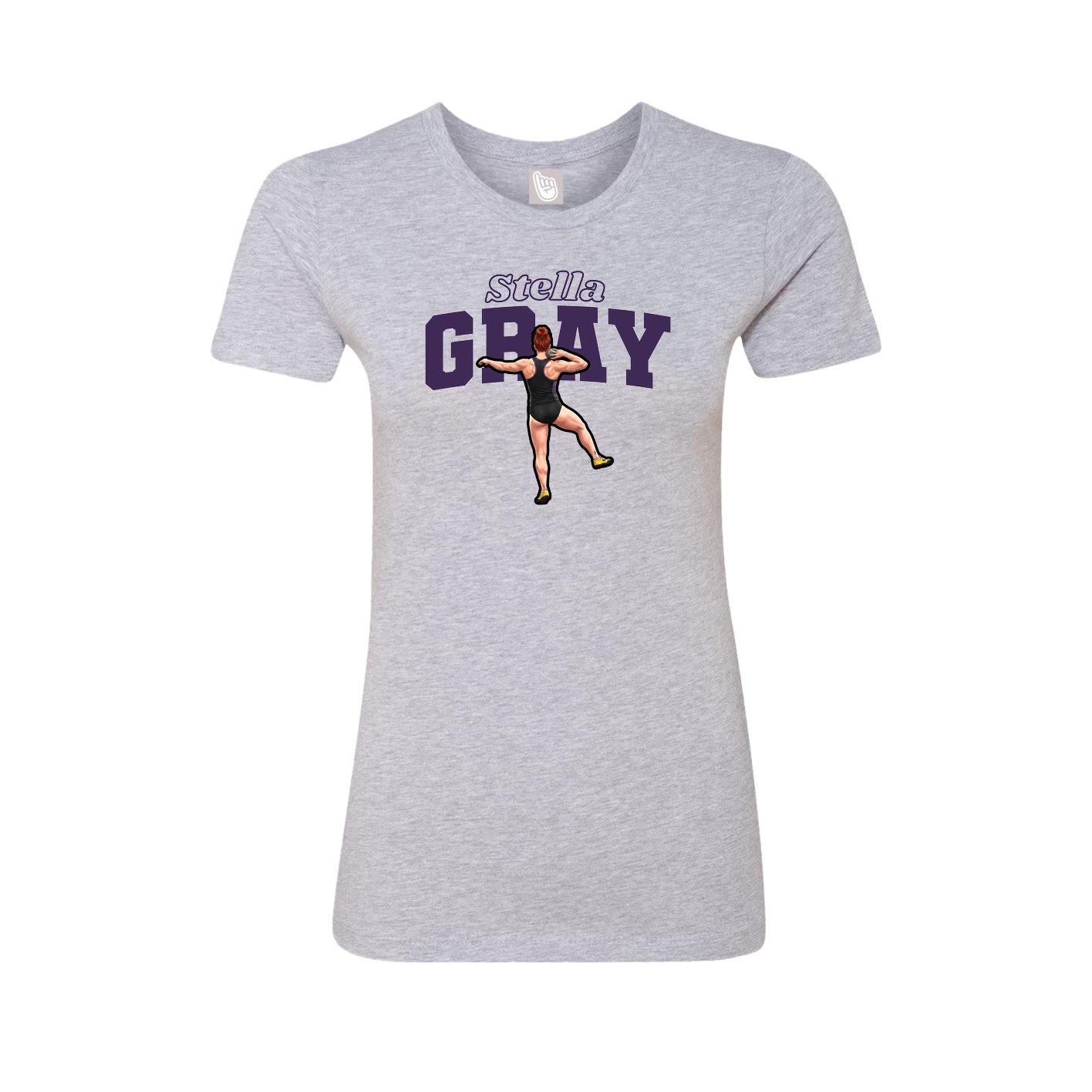 Fitted Women's Tee — Name Arch in Grey