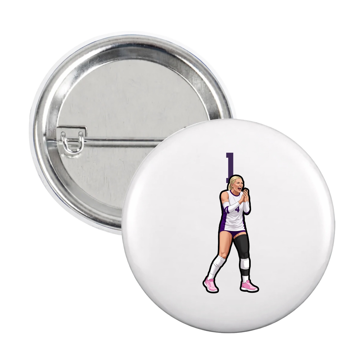 Game Day Button — Number Top in White