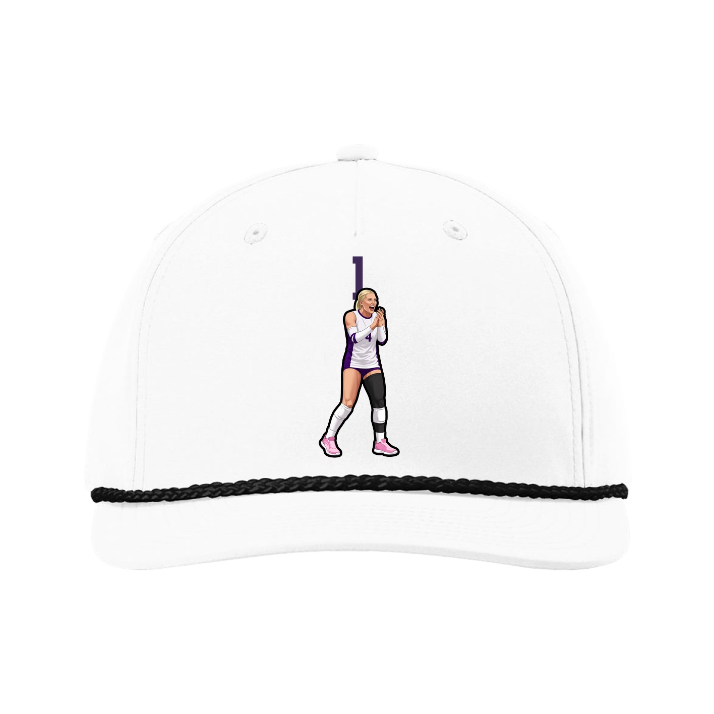 Five-Panel Classic Rope Cap — Number Top in White
