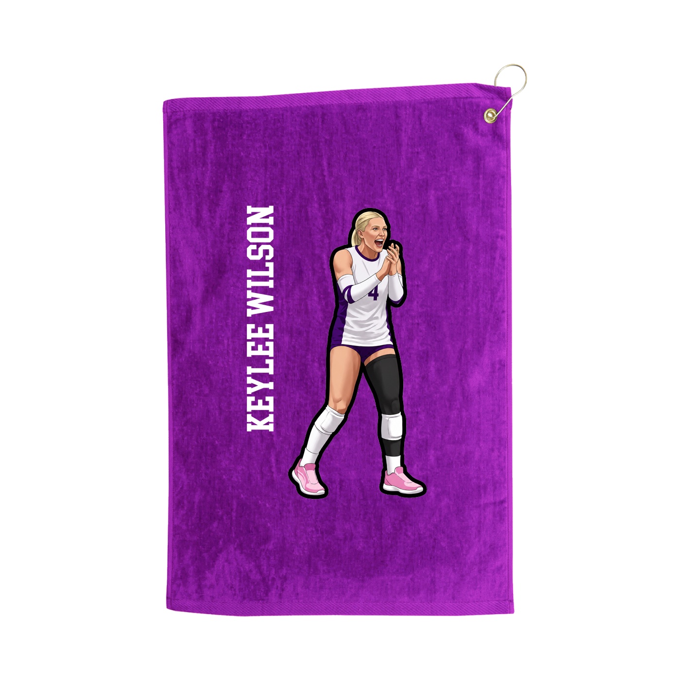 Golf Towel — Name Vertical in Purple