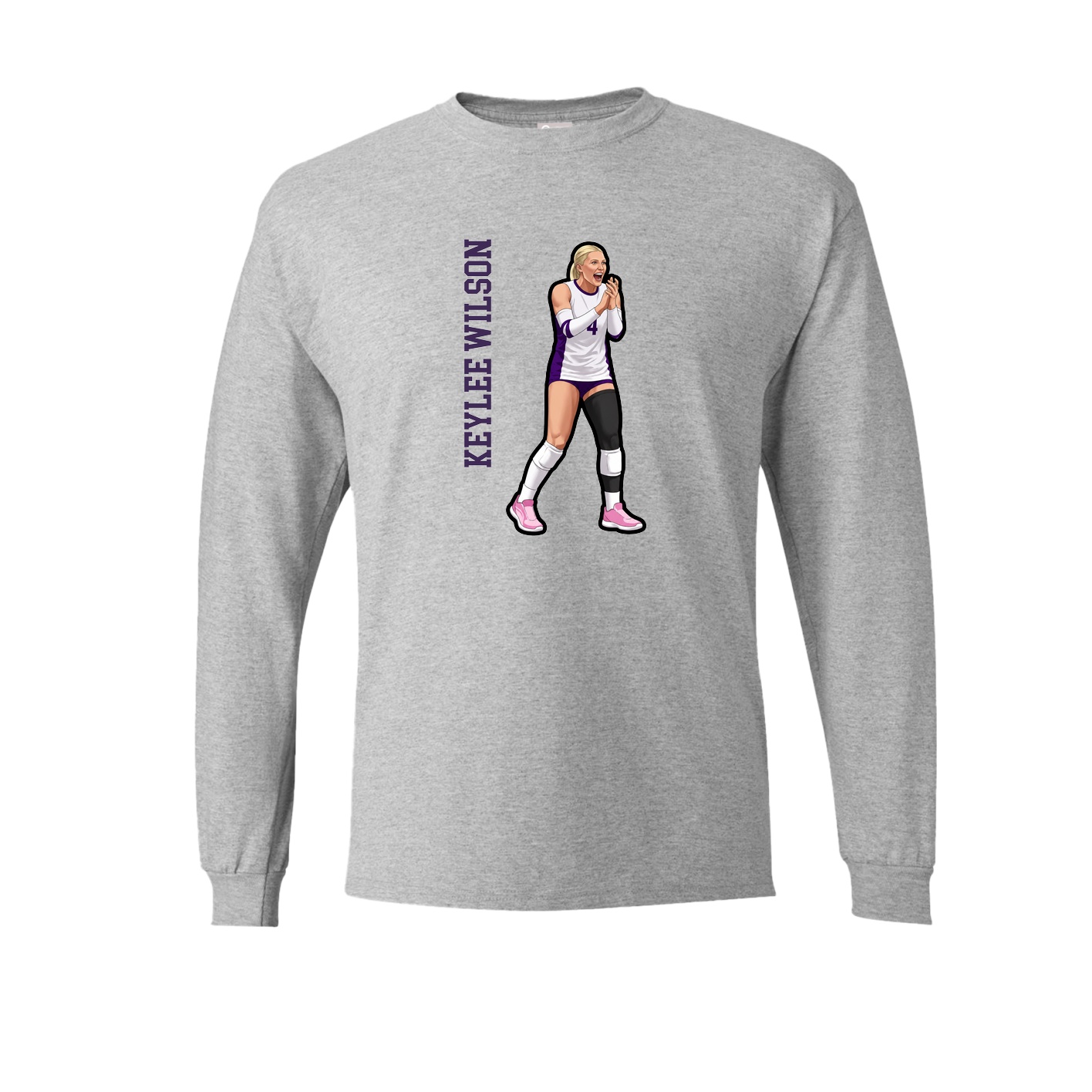 Long Sleeve Tee — Name Vertical in Grey