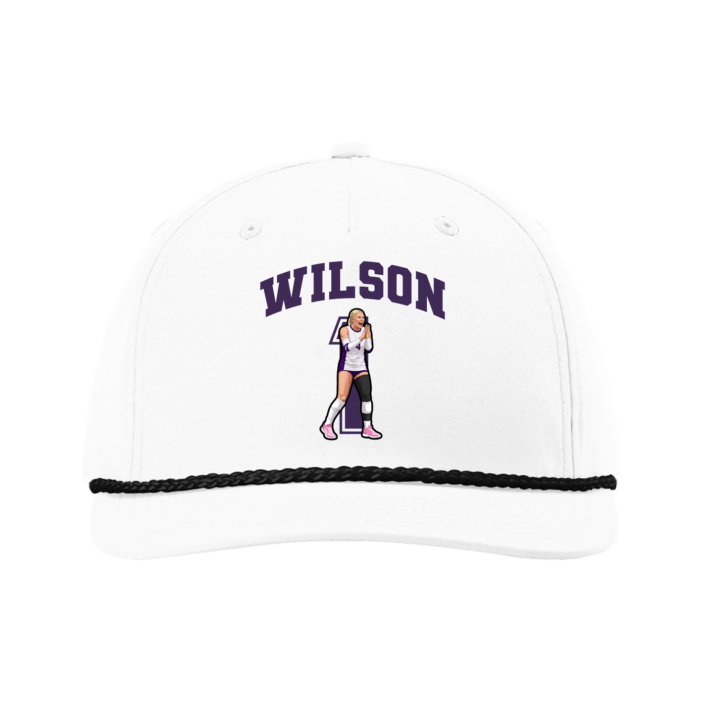 Five-Panel Classic Rope Cap — Number in White