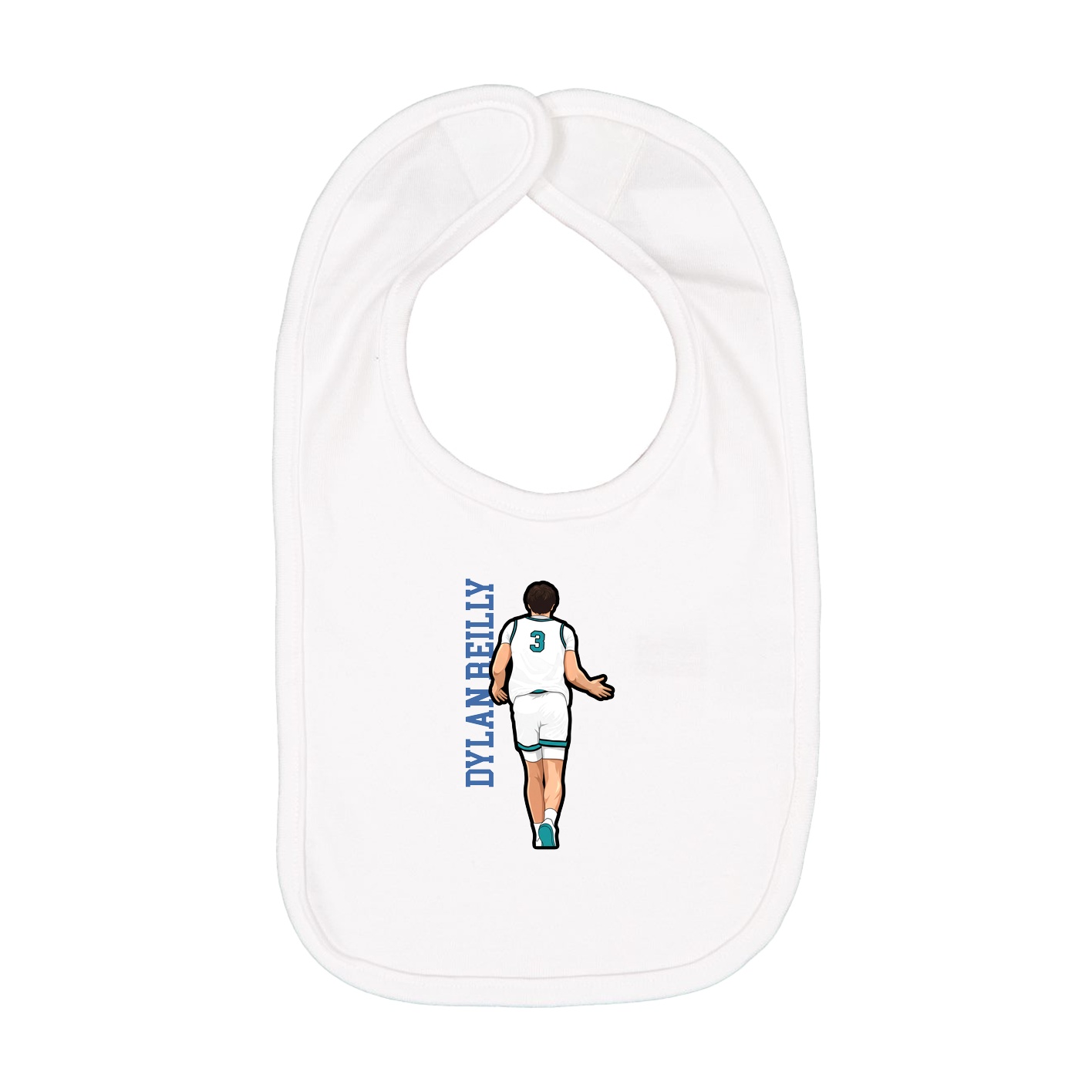 Infant Bib — Name Vertical in White