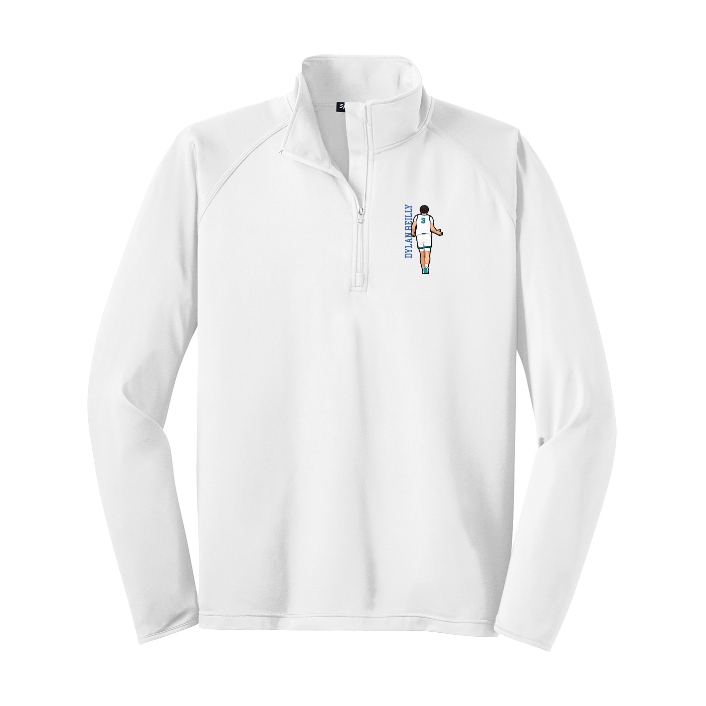 Q-Zip Pullover — Name Vertical in White
