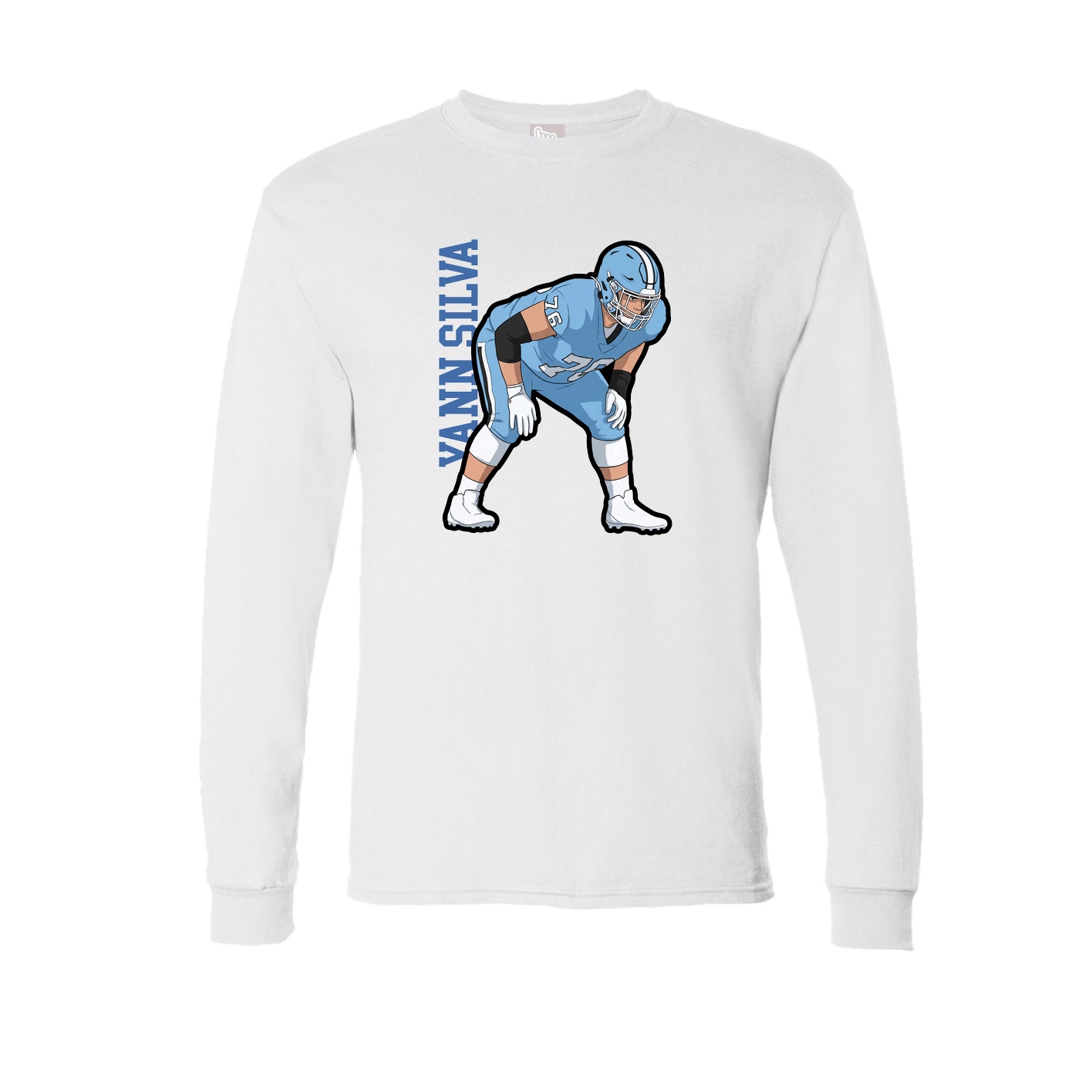 Long Sleeve Tee — Name Vertical in White
