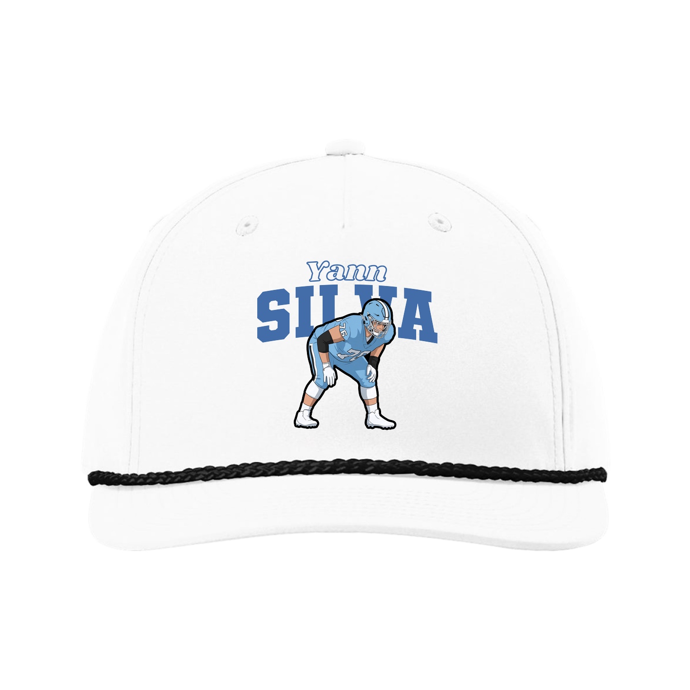 Five-Panel Classic Rope Cap — Name Arch in White
