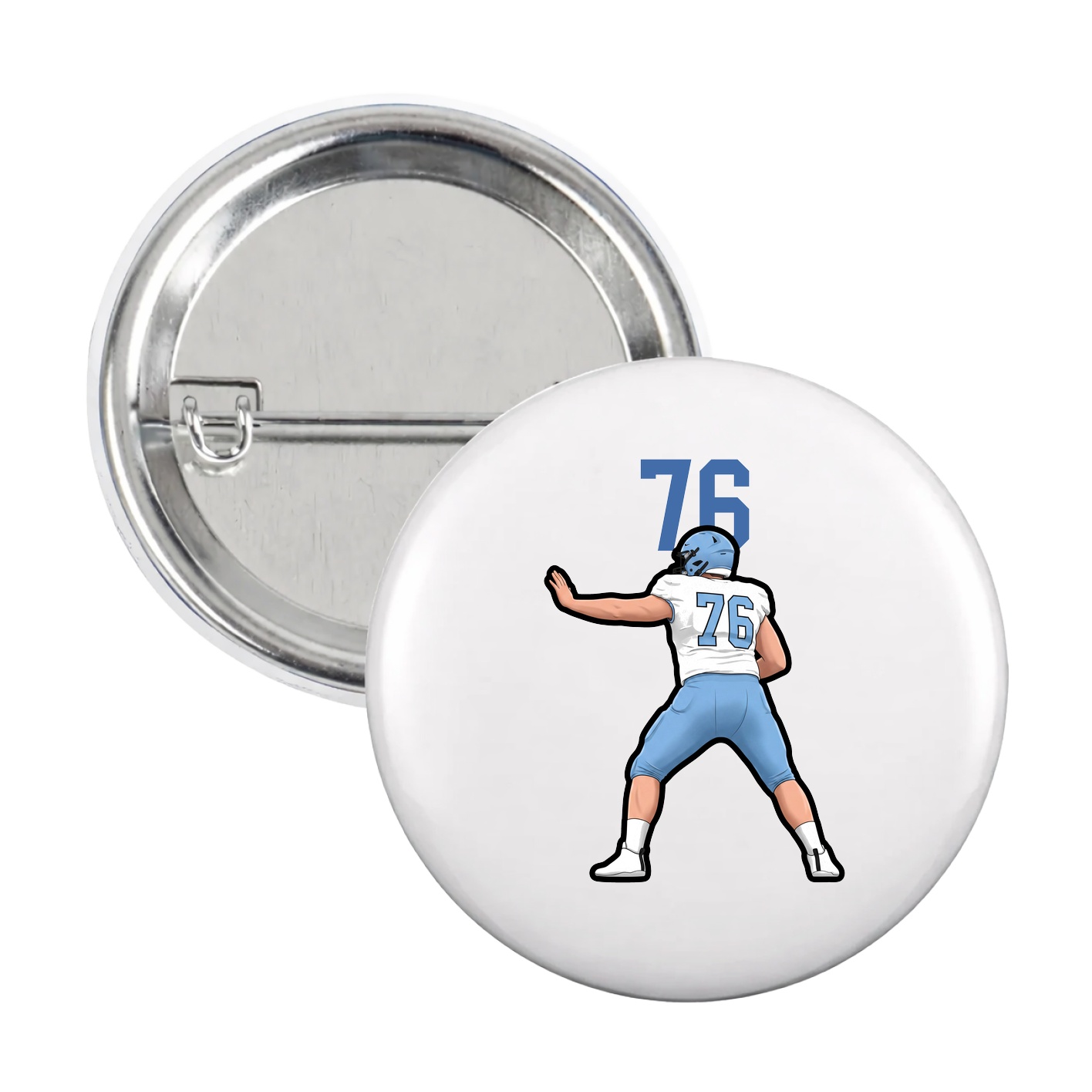 Game Day Button — Number Top in White