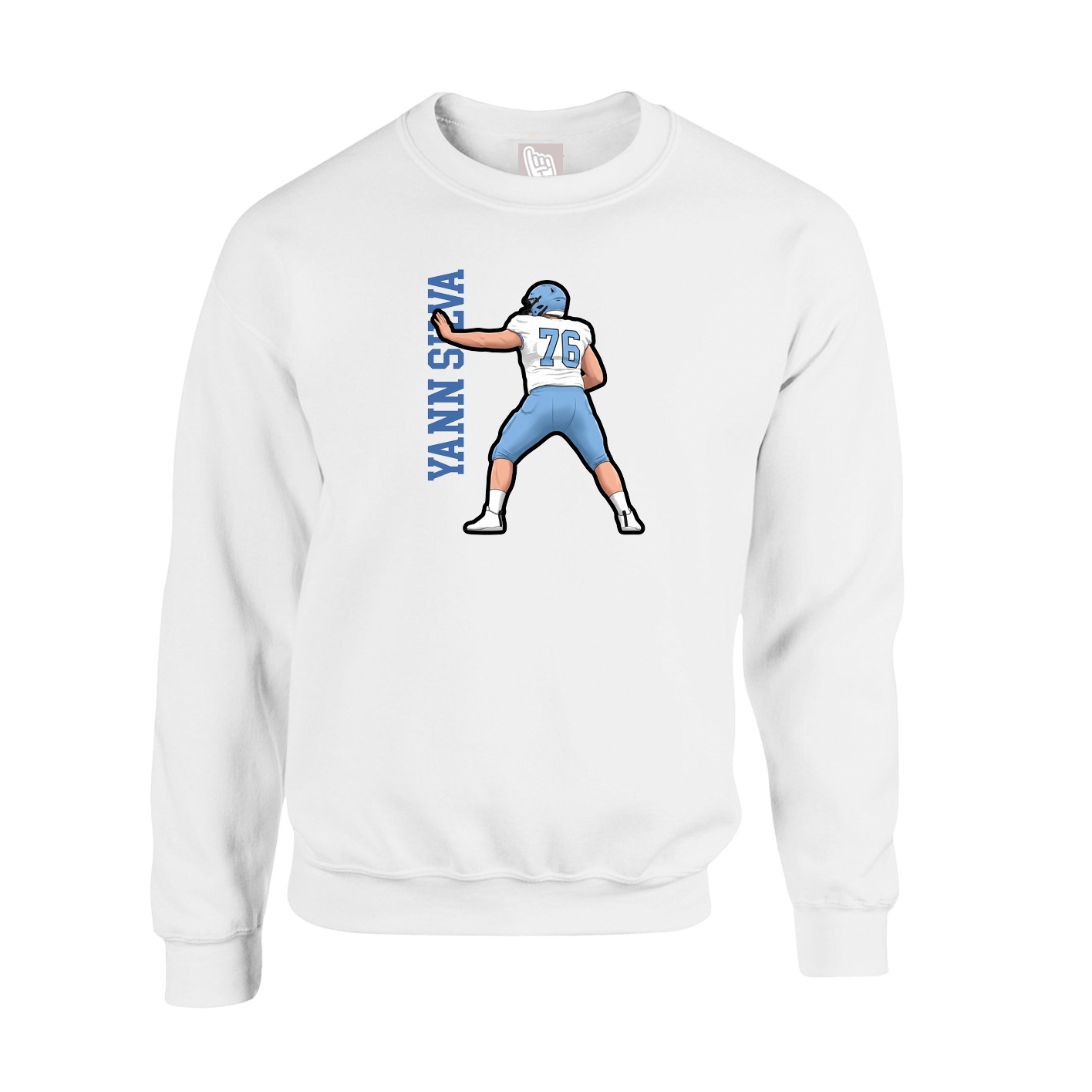 Fleece Crew — Name Vertical in White