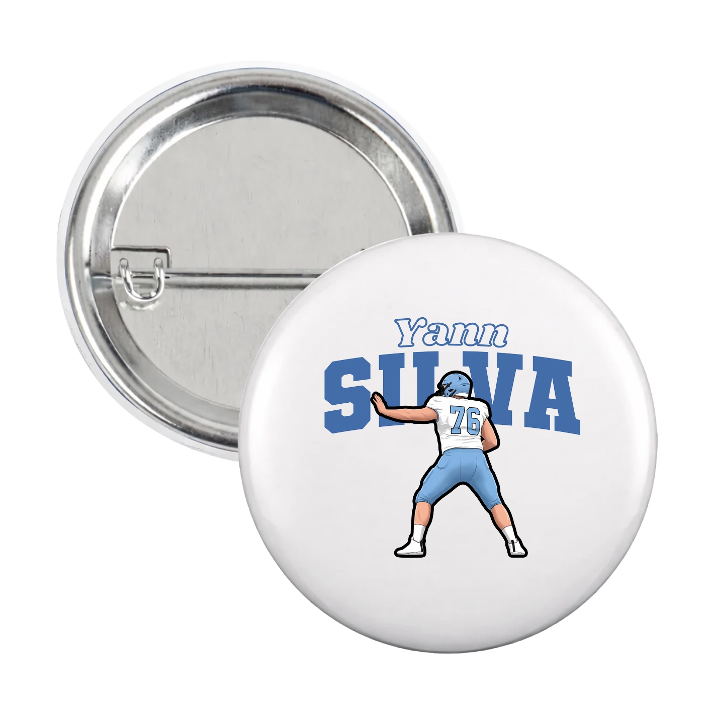 Game Day Button — Name Arch in White
