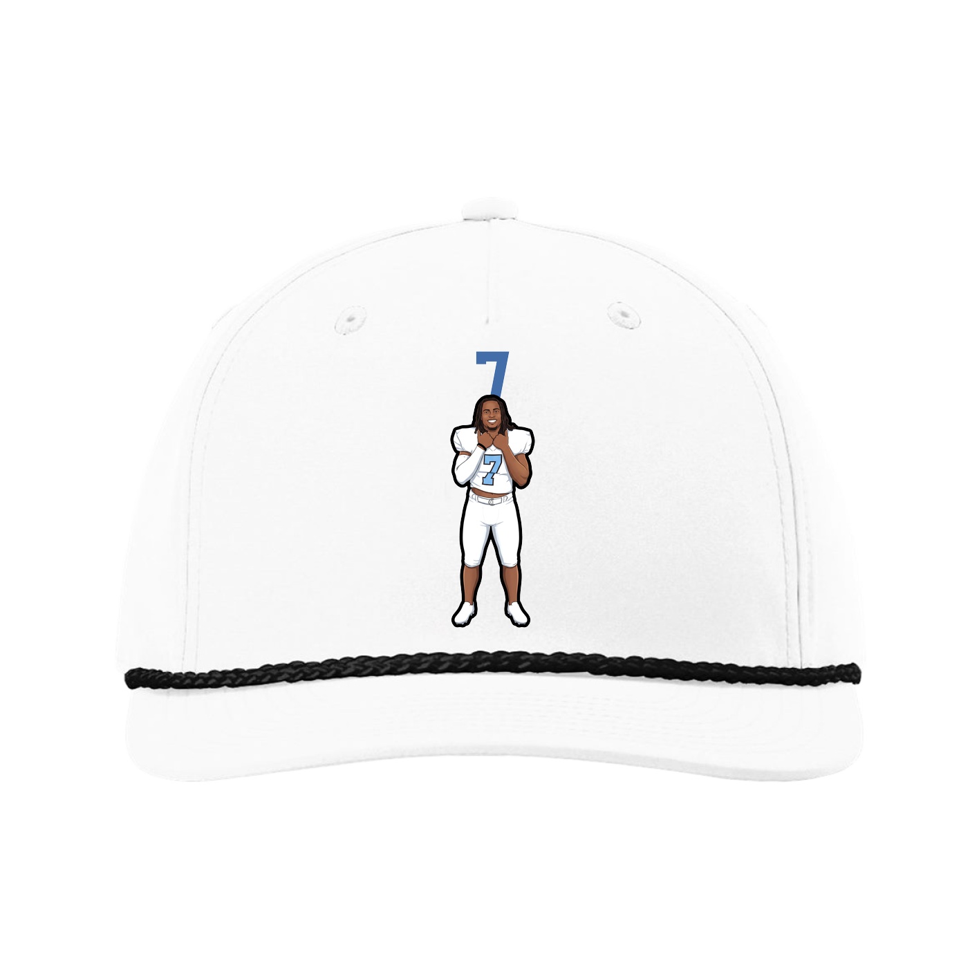 Five-Panel Classic Rope Cap — Number Top in White