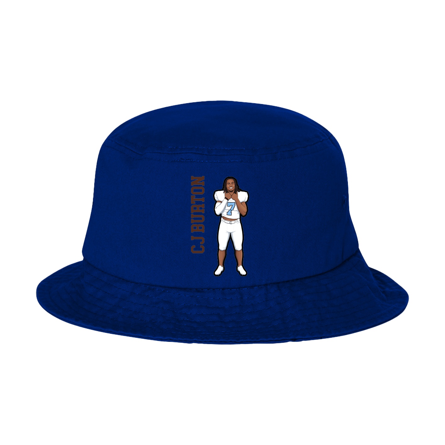 Bucket Cap — Name Vertical in Royal Blue