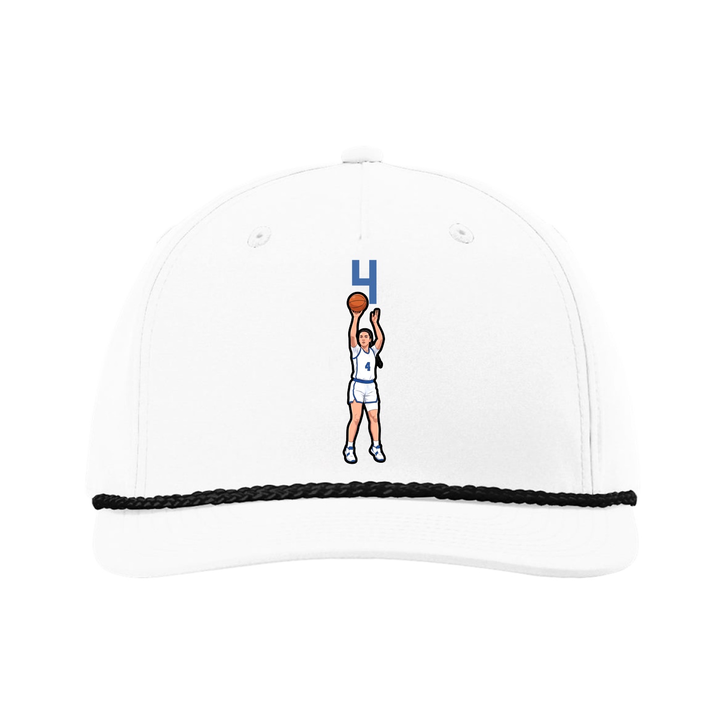 Five-Panel Classic Rope Cap — Number Top in White