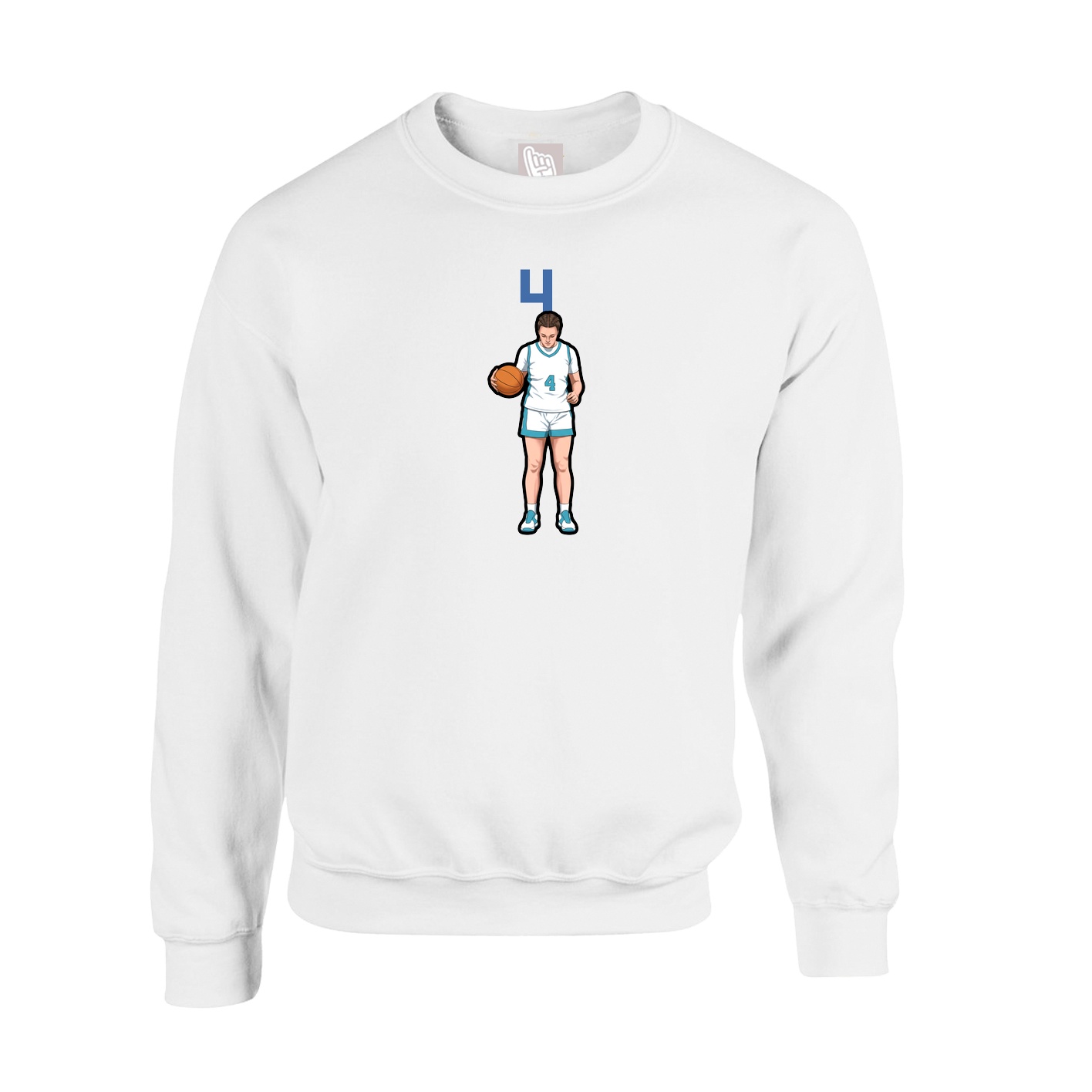 Fleece Crew — Number Top in White