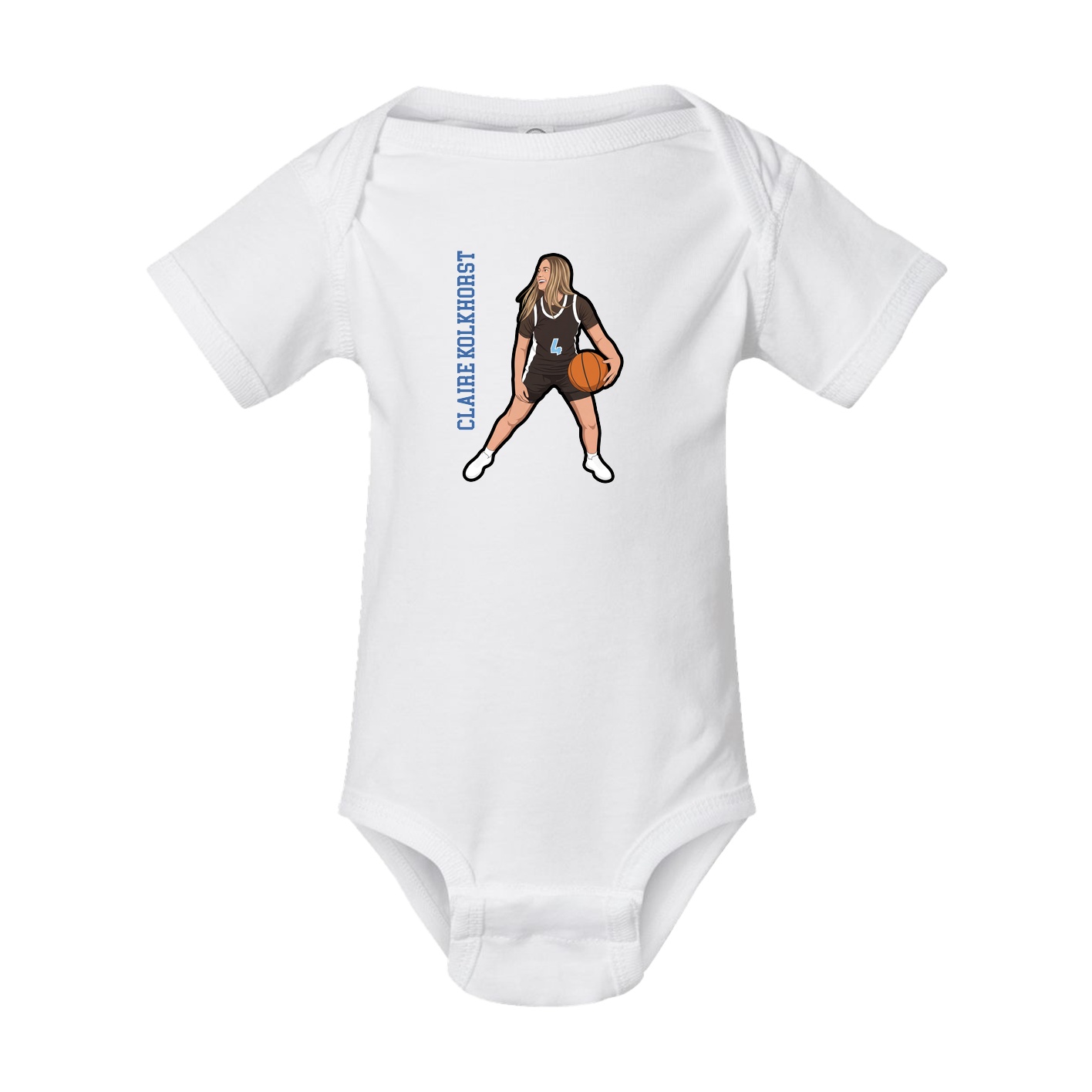 Baby Onesie — Name Vertical in White