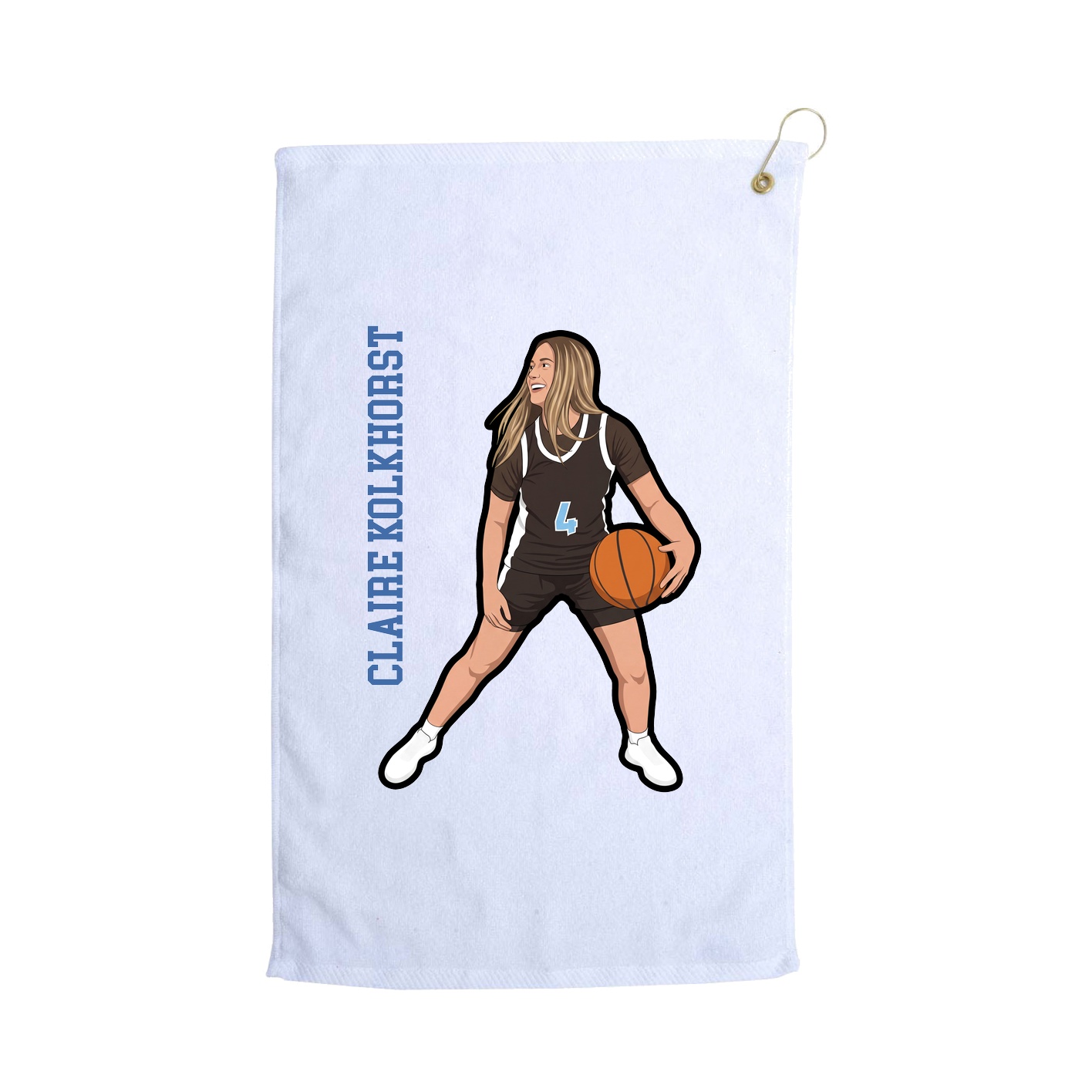 Golf Towel — Name Vertical in White