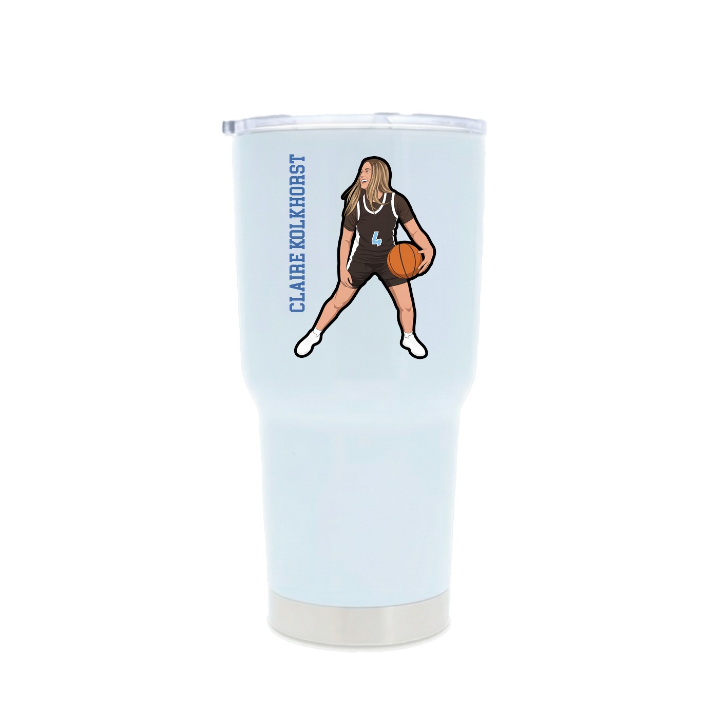 30oz Stainless Steel Tumbler — Name Vertical in White