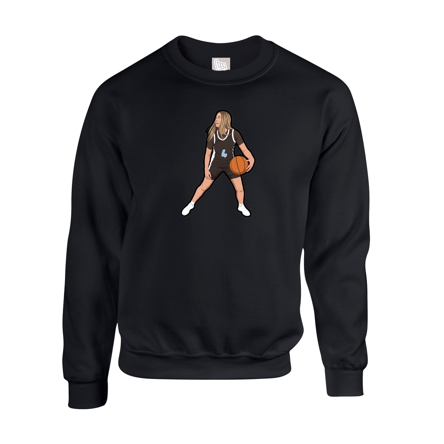 Fleece Crew — Name Vertical in Black