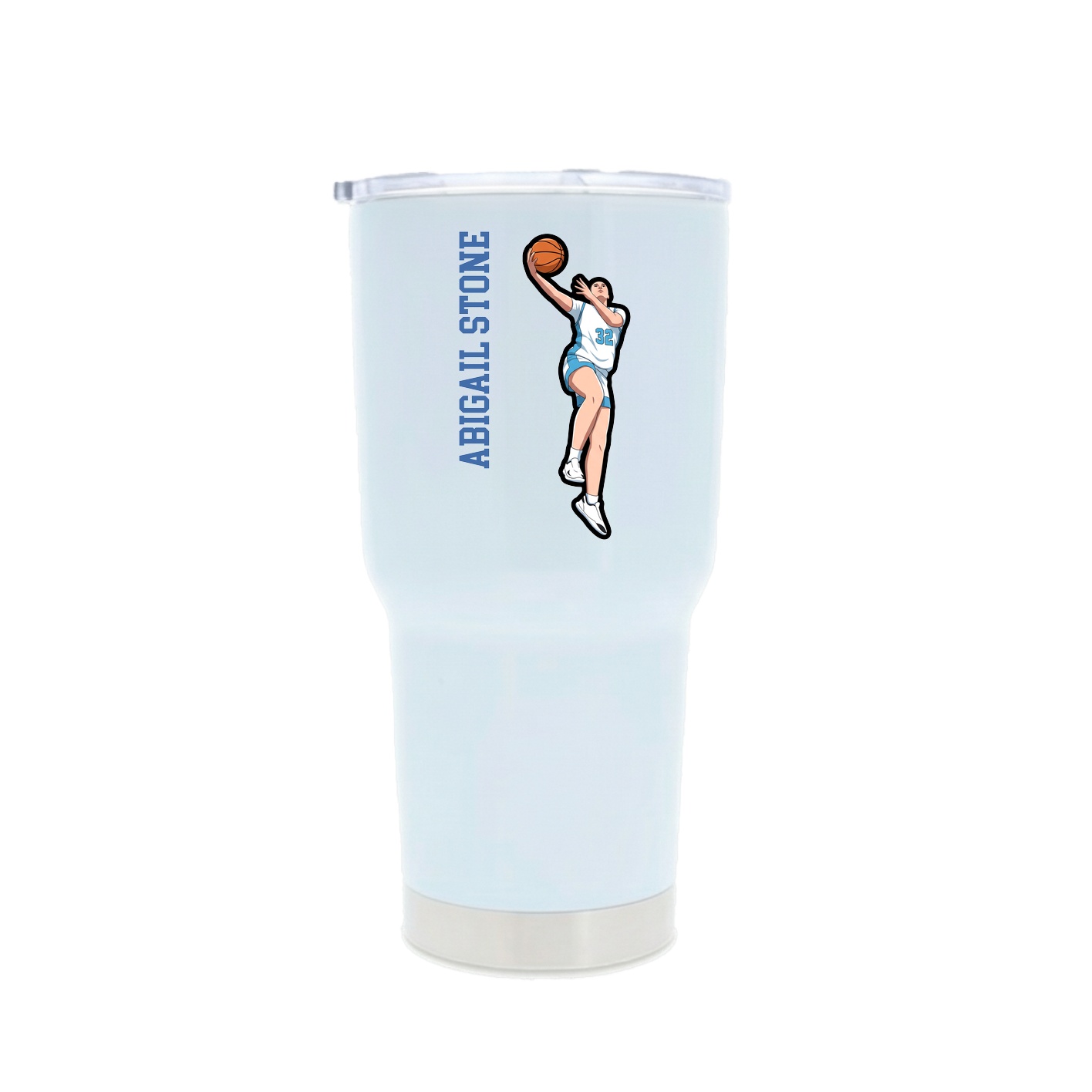 30oz Stainless Steel Tumbler — Name Vertical in White