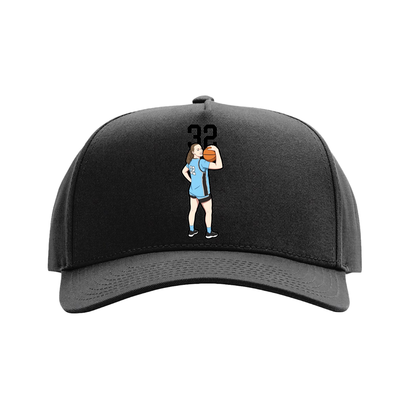Full Fabric Five-Panel Champ Cap — Number Top in Black
