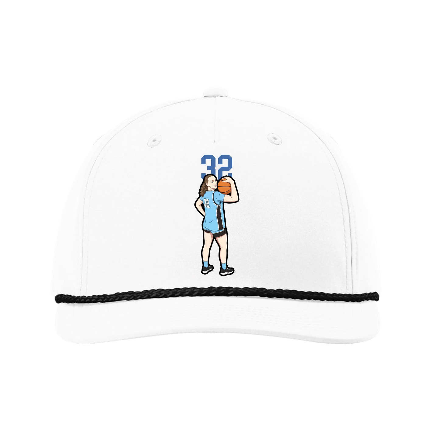 Five-Panel Classic Rope Cap — Number Top in White