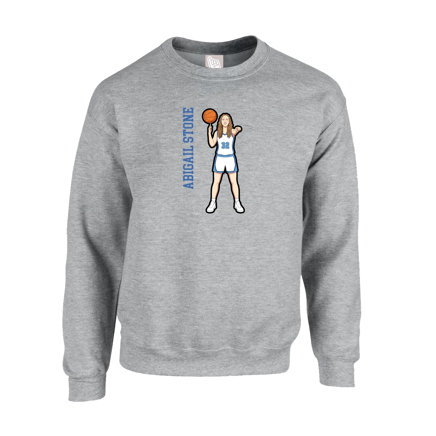 Fleece Crew — Name Vertical in Grey