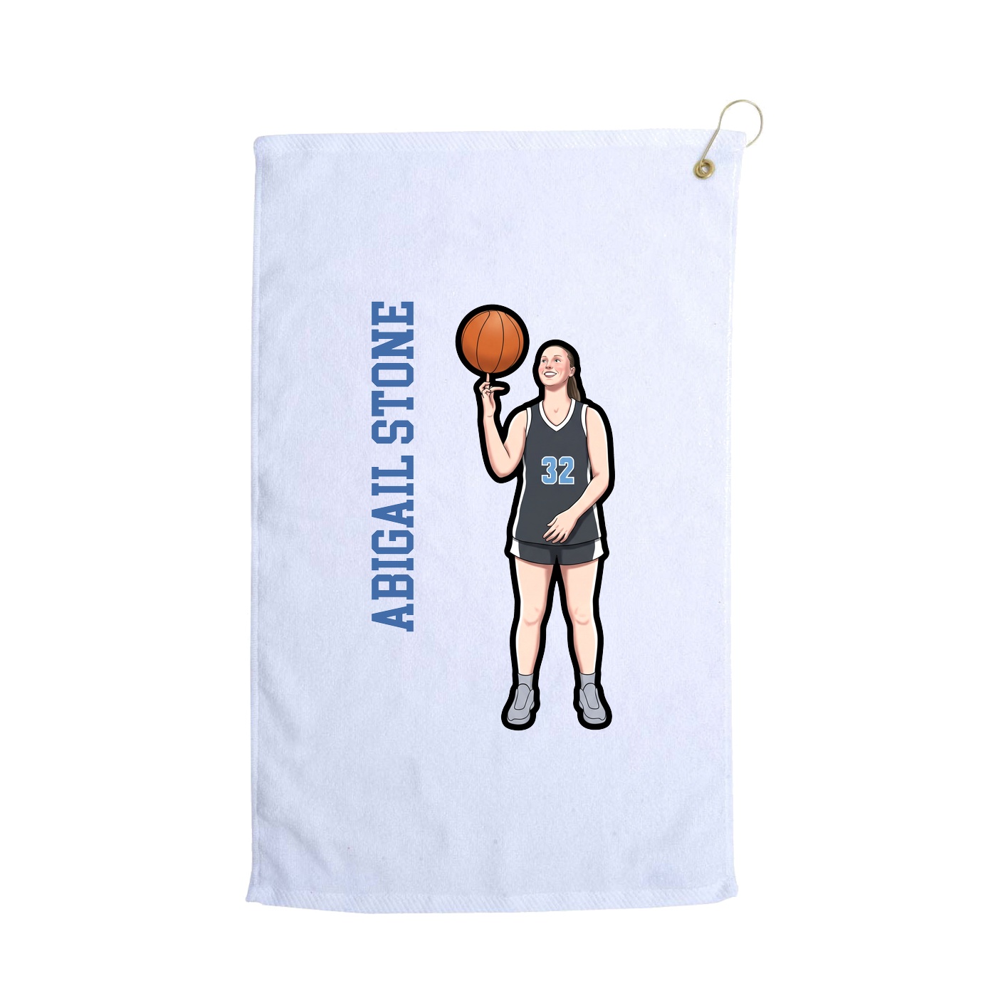 Golf Towel — Name Vertical in White