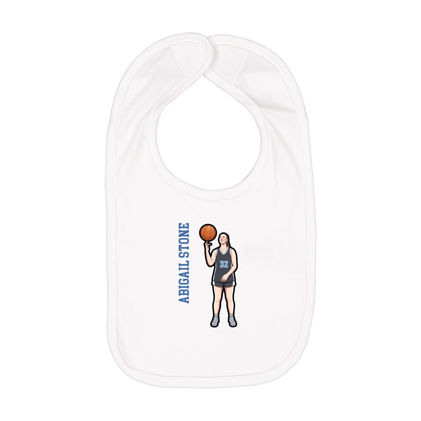 Infant Bib — Name Vertical in White