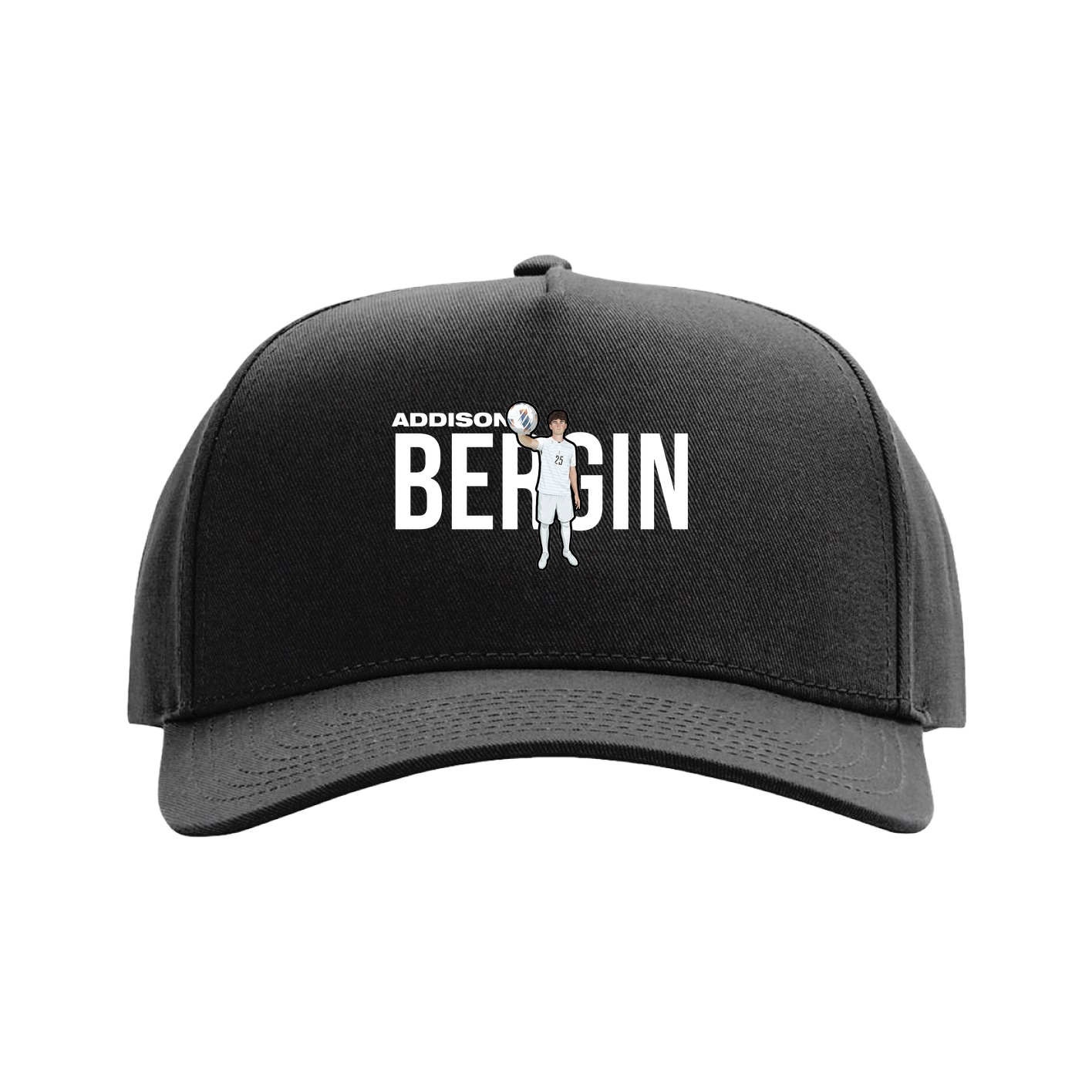 Full Fabric Five-Panel Champ Cap — Player Name in Black