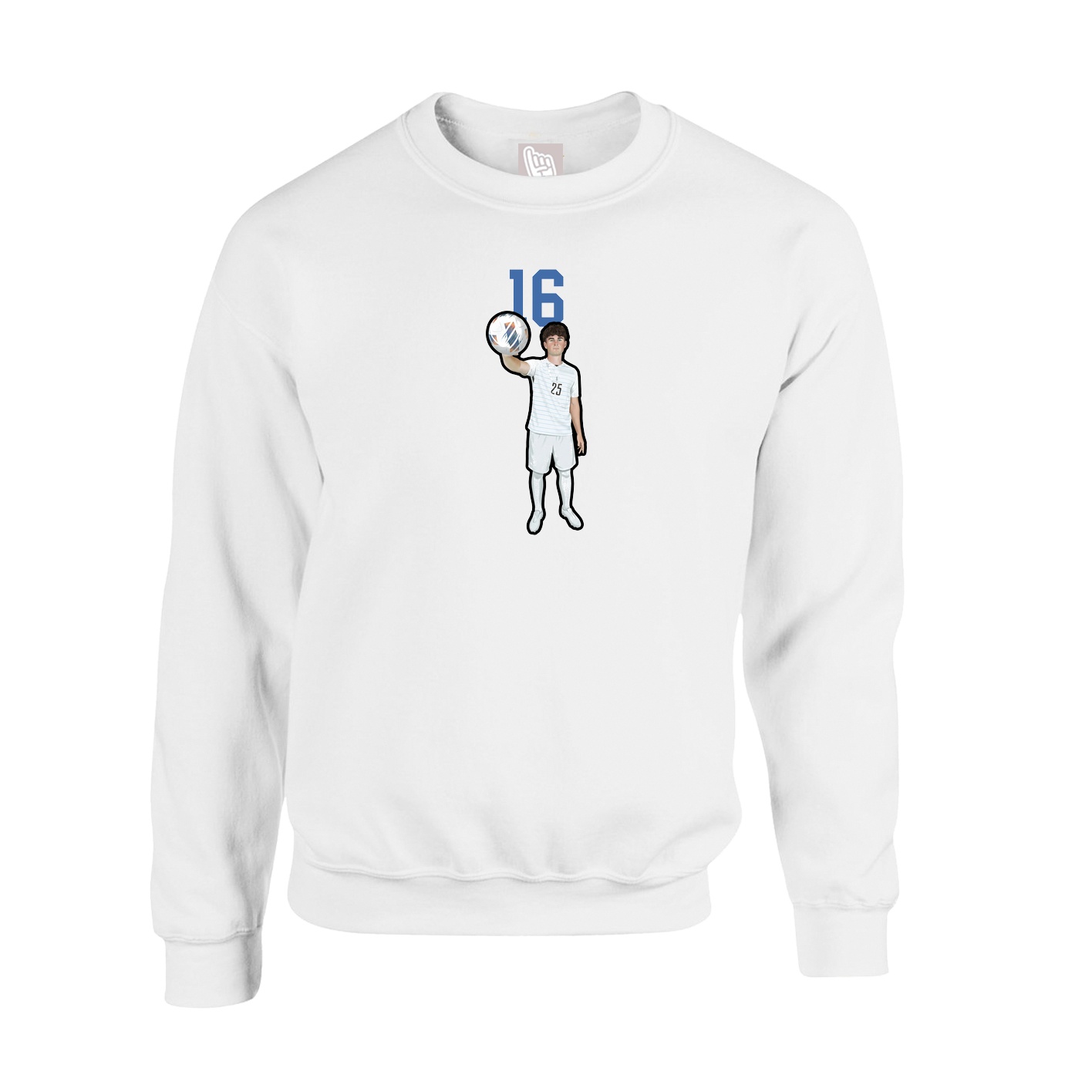 Fleece Crew — Number Top in White