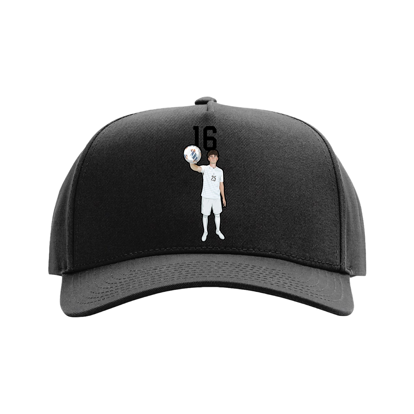 Full Fabric Five-Panel Champ Cap — Number Top in Black