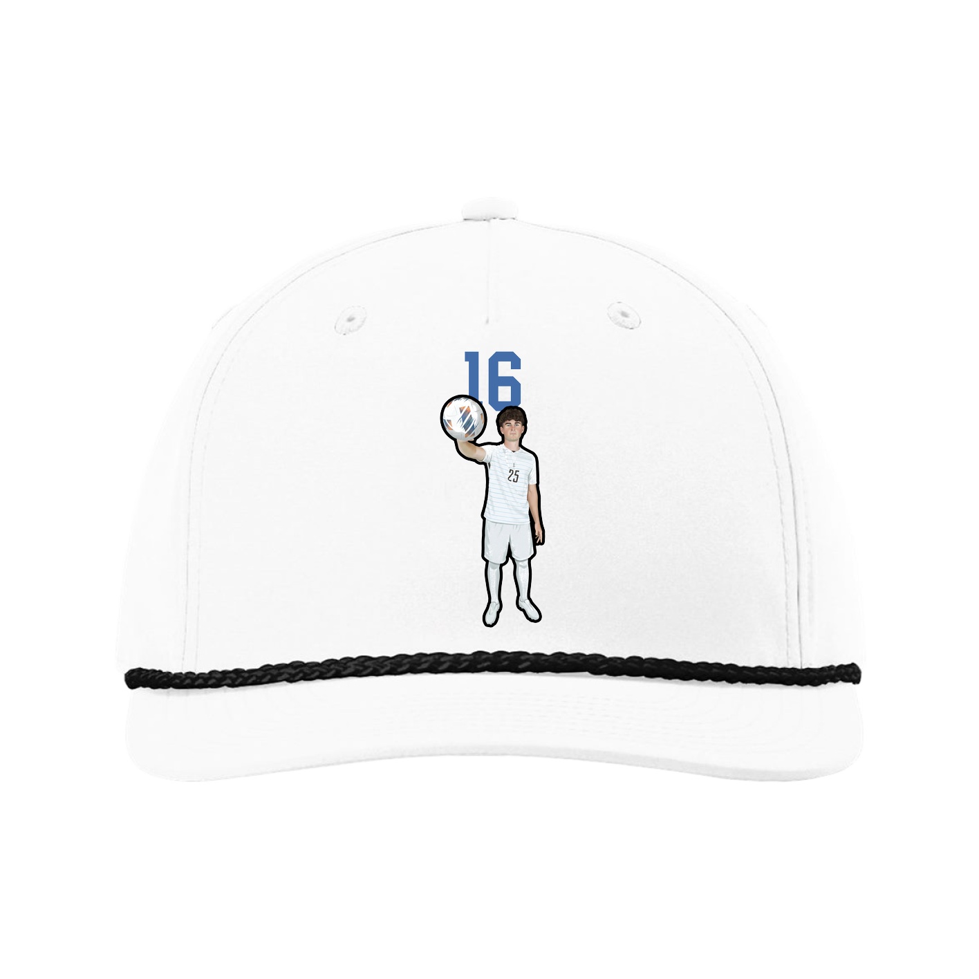 Five-Panel Classic Rope Cap — Number Top in White