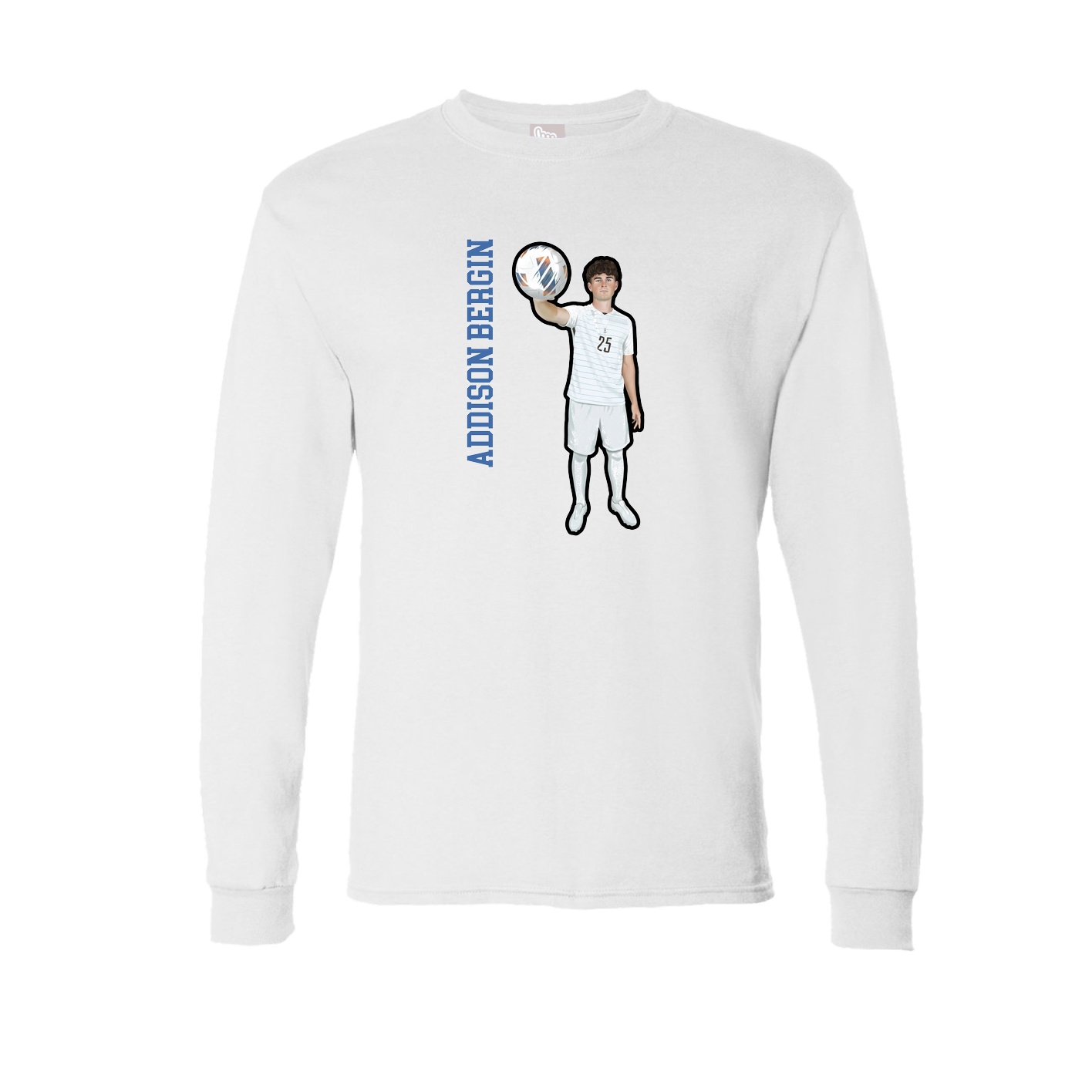 Long Sleeve Tee — Name Vertical in White