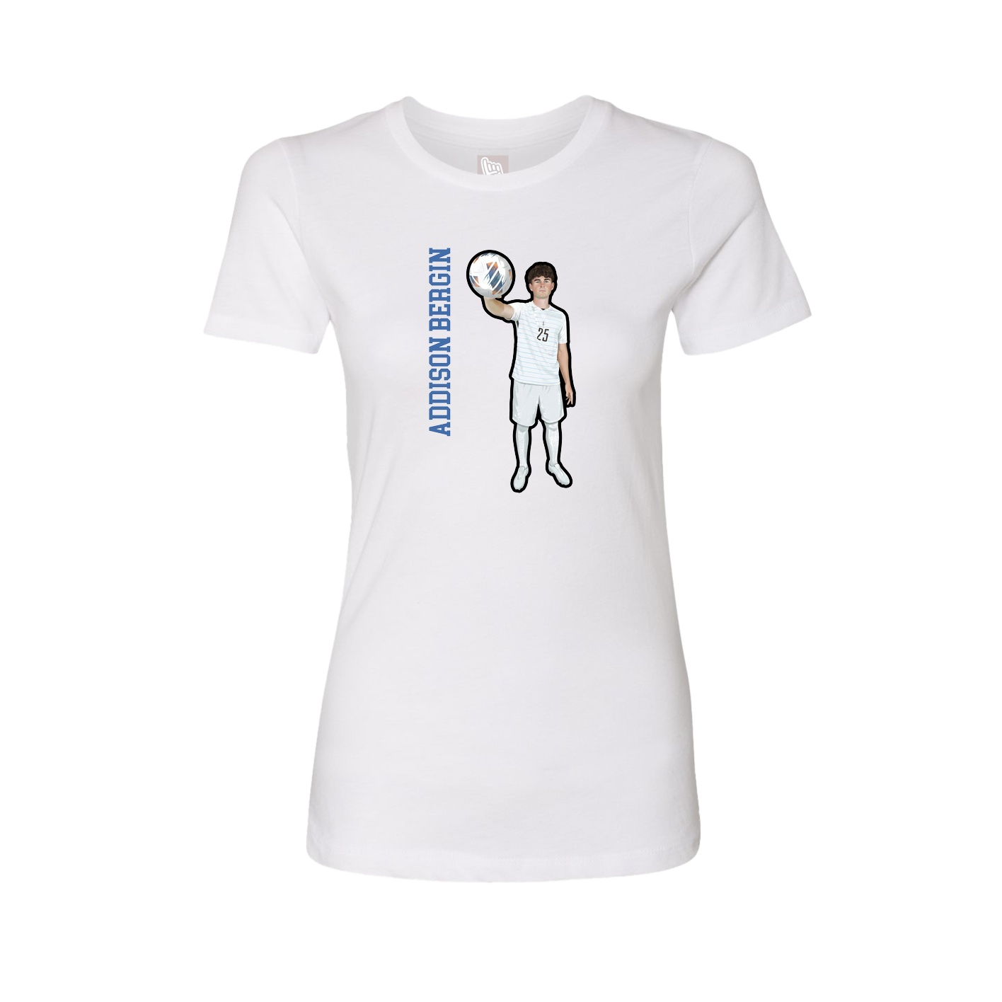 Fitted Women's Tee — Name Vertical in White