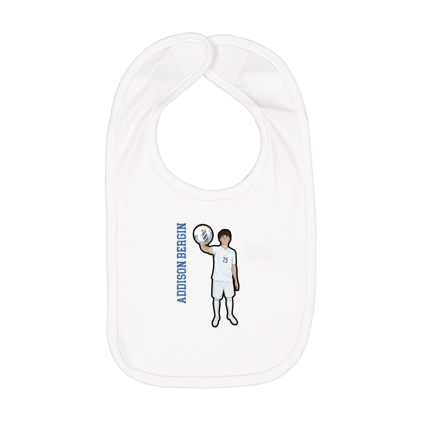 Infant Bib — Name Vertical in White