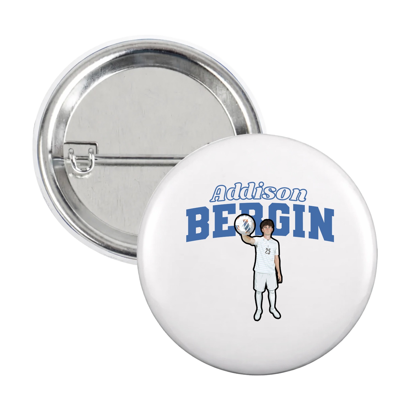 Game Day Button — Name Arch in White