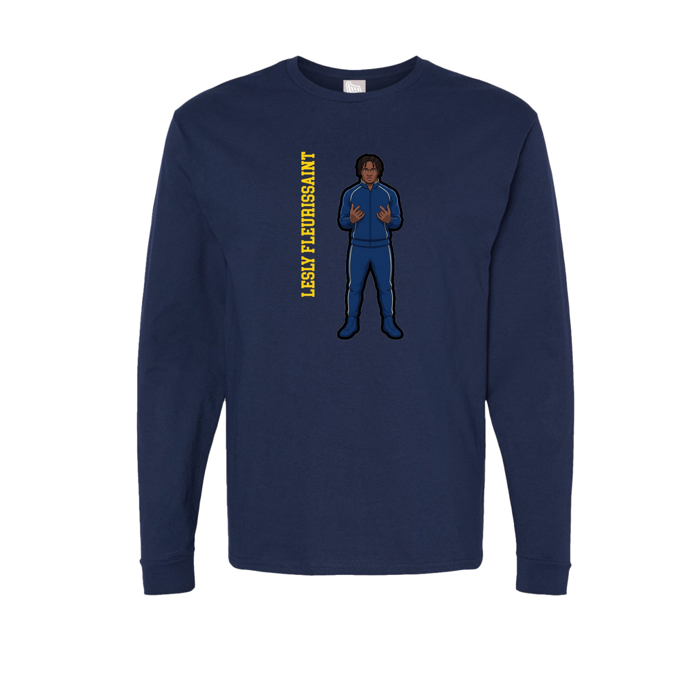 Long Sleeve Tee — Name Vertical in Navy