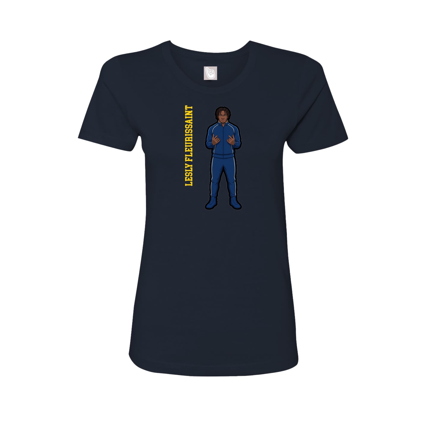Fitted Women's Tee — Name Vertical in Navy
