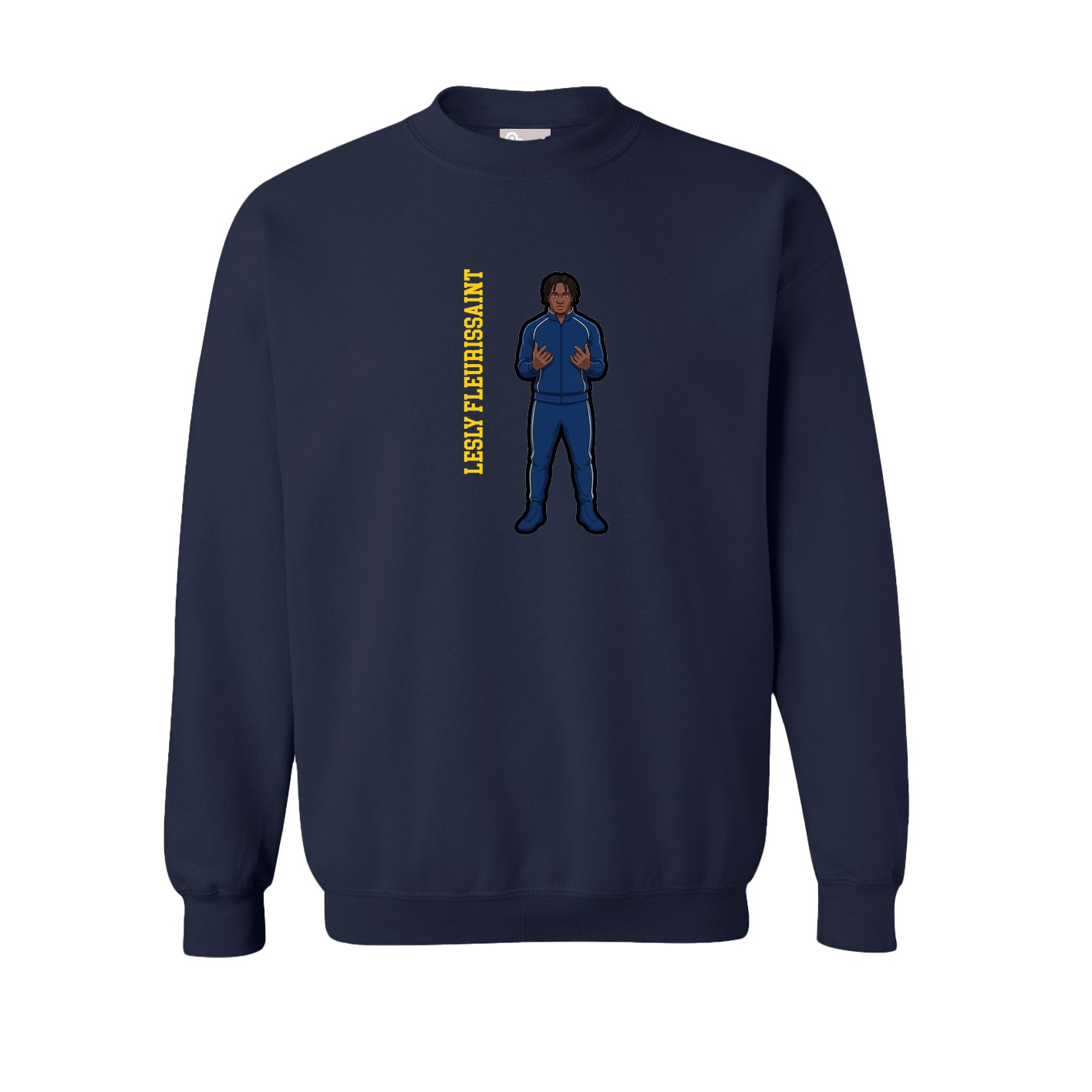 Fleece Crew — Name Vertical in Navy