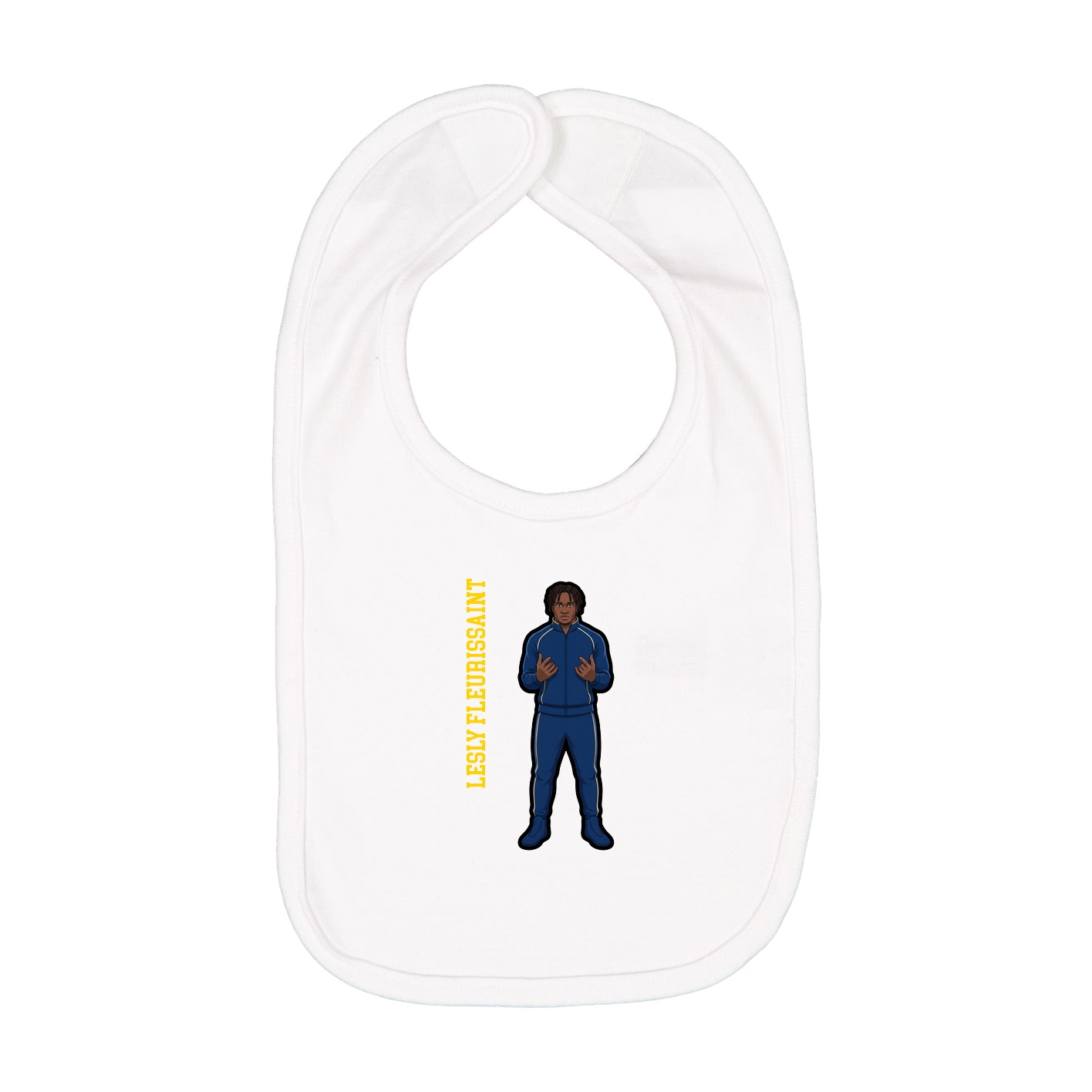 Infant Bib — Name Vertical in White