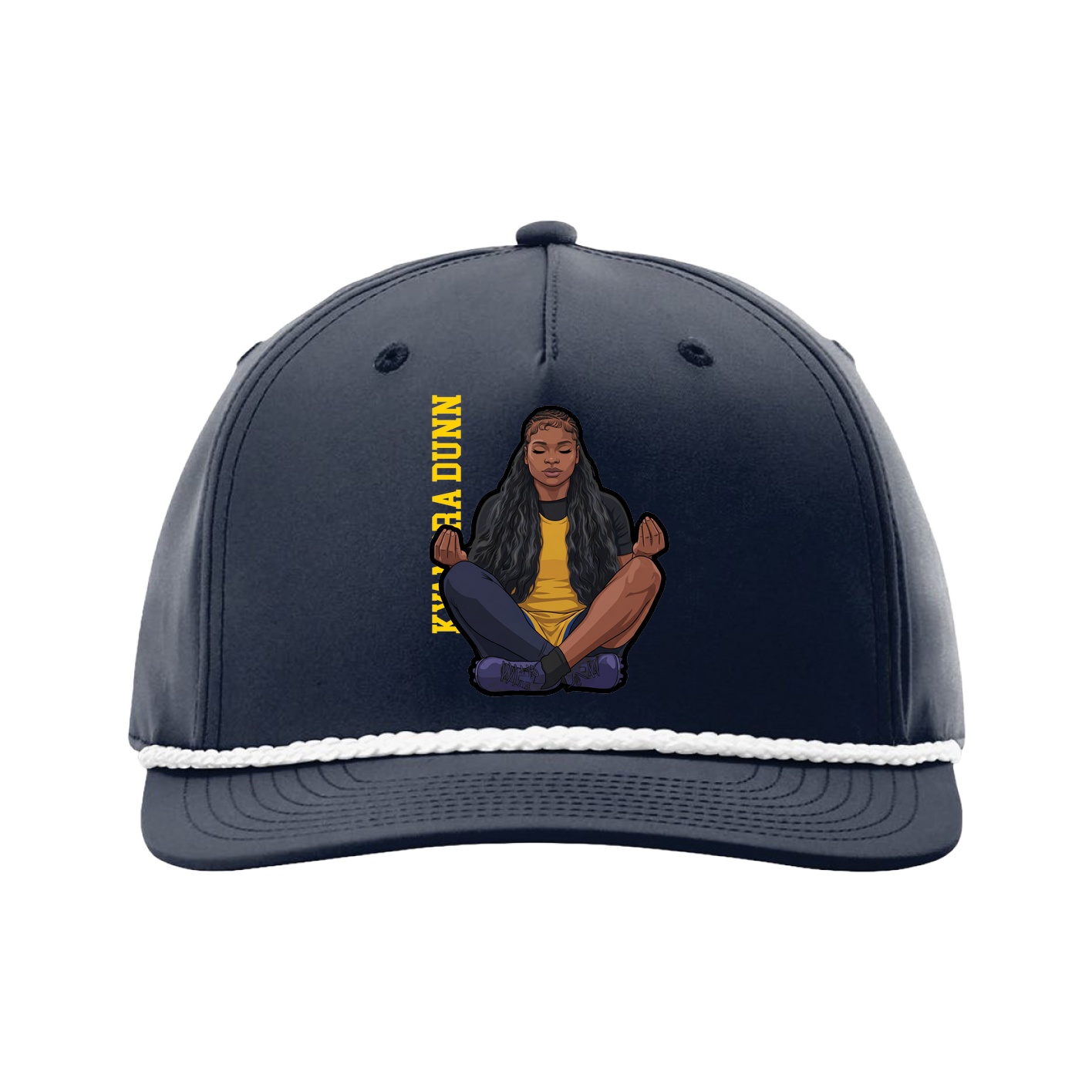 Five-Panel Classic Rope Cap — Name Vertical in Navy