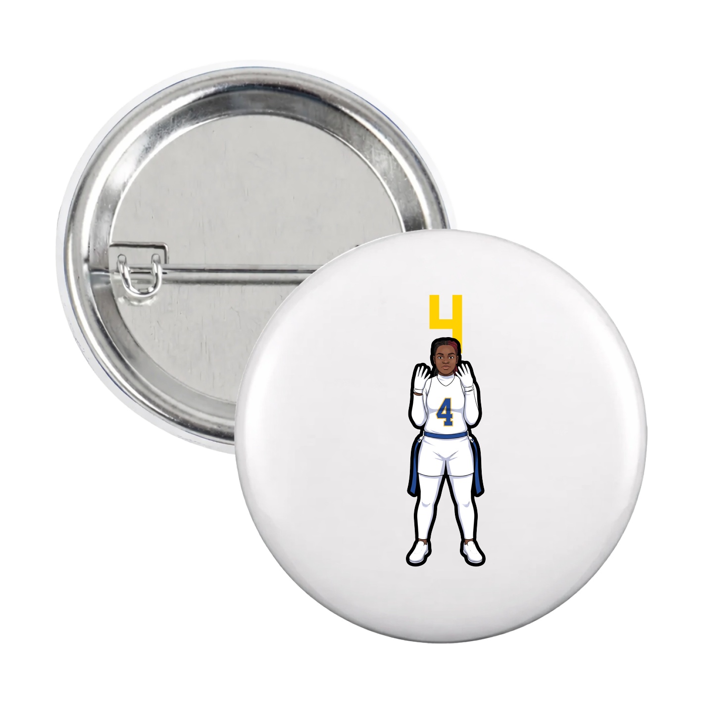 Game Day Button — Number Top in White
