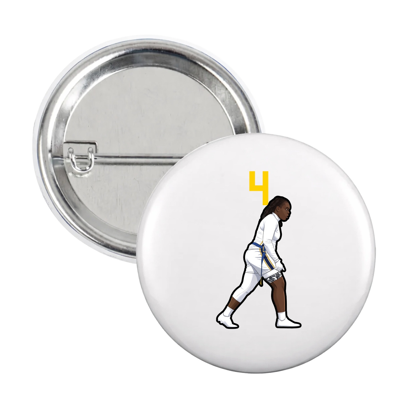 Game Day Button — Number Top in White